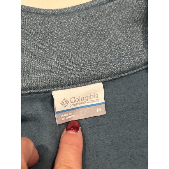 Columbia Sweatshirt Mens‎ M Blue Hart Mountain II Half Zip Fleece Pullover Comfy - Picture 4 of 5